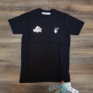 Off-White Black T-Shirt With Red Tongue Out Print
